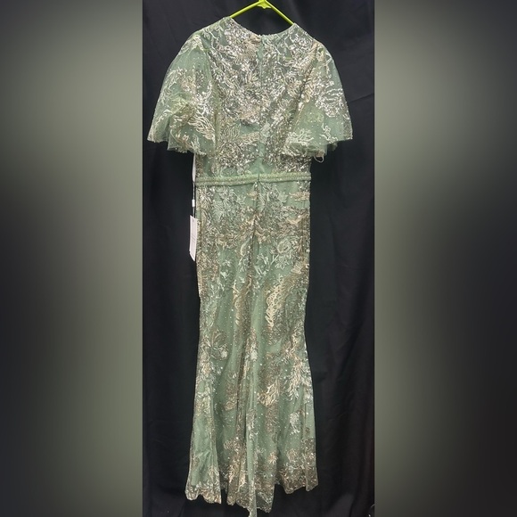 Mac Duggal 20438 NWT Embellished Flutter Sleeve High Neck Gown - Picture 4 of 9